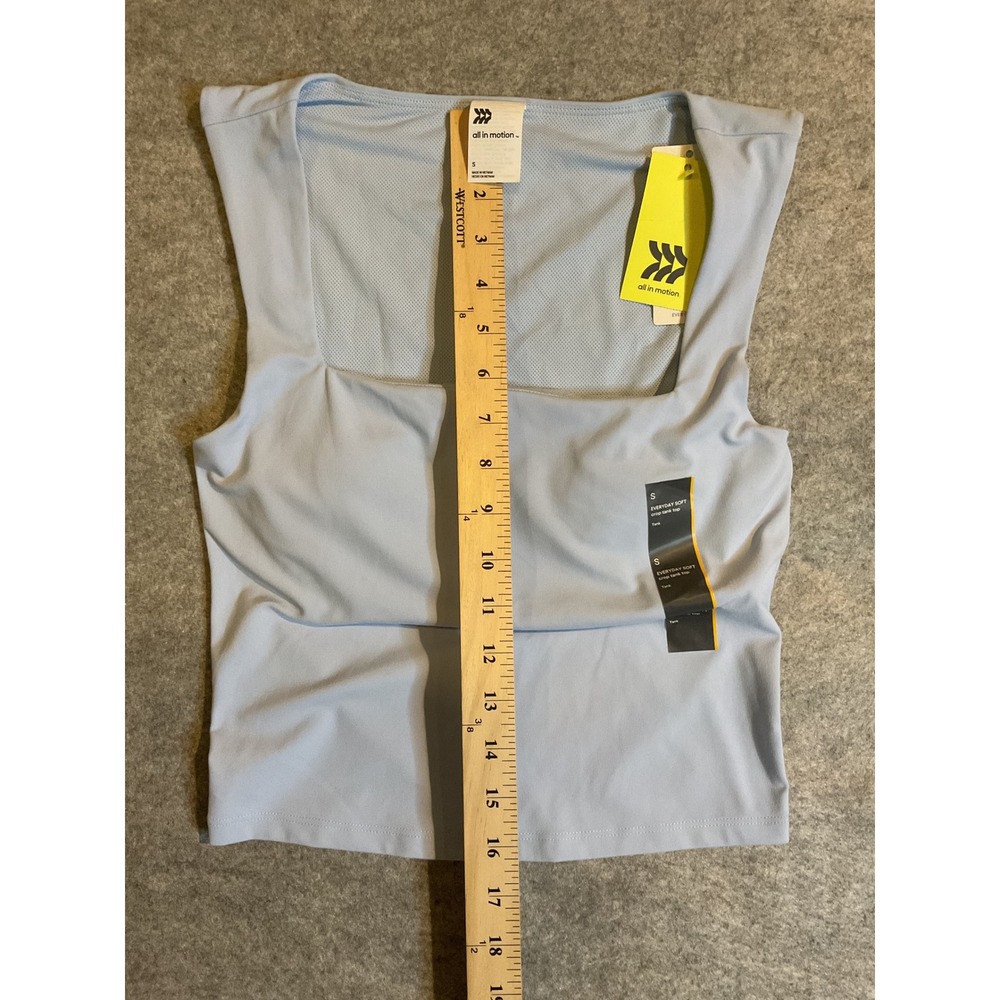 All in Motion Everyday Soft Crop Tank Top Light Blue Square Neck Built-in Bra S - Picture 7 of 8